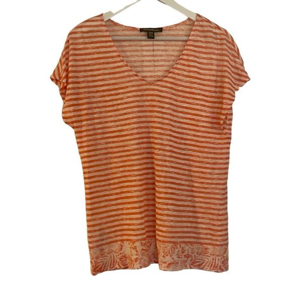 Tommy Bahama 100% linen striped vneck tshirt M - Picture 1 of 9